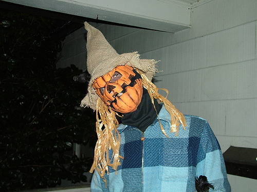 halloween scarecrow Halloween man dressed up scary scarecrow trick.