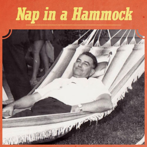 Vintage man lying on hammock illustration.