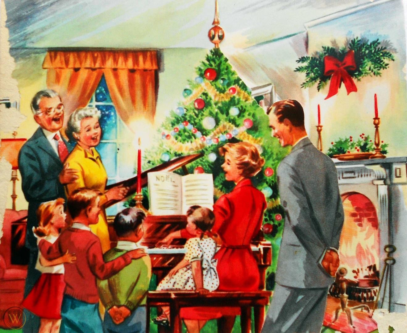 A family is singing on Christmas.