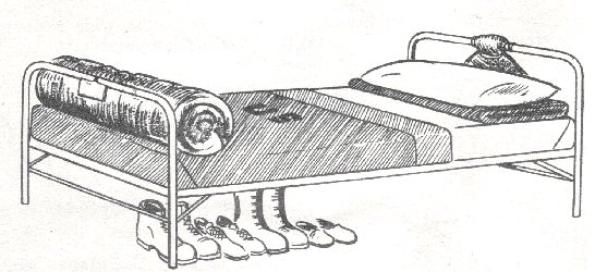 A drawing of a bed with a perfectly made blanket.