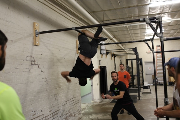 Cameron offering workout instruction.