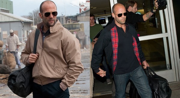 Jason statham wearing a harrington blouson jacket.