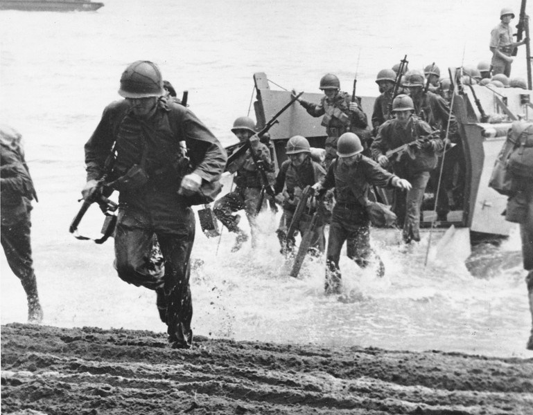 1942: U.S. Marines Guadalcanal Island.