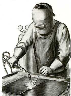 Man doing metalwork illustration drawing metalworking.