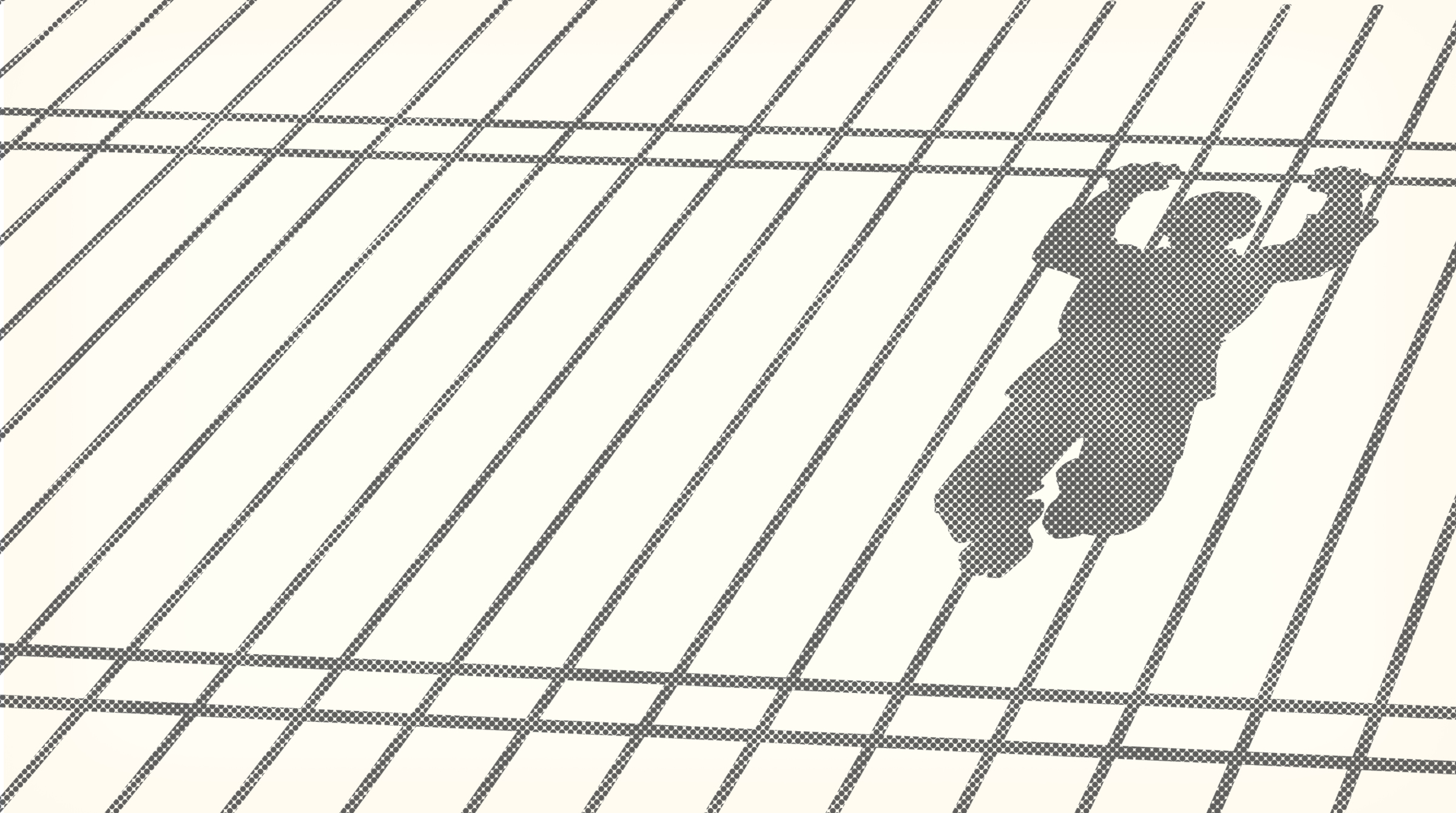 Silhouette of a man performing a prisoner workout while hanging from a wire cage.