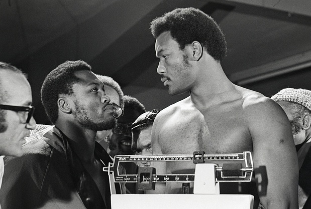 Stare down george foreman joe frazier boxing.