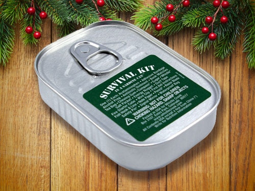 SurvivalKit Survival Kit in a sardine silver can.