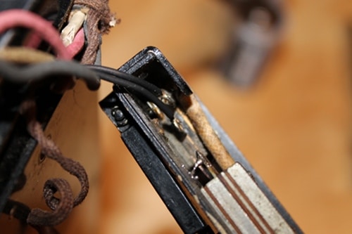 Vintage angle of the receiver switch terminals.