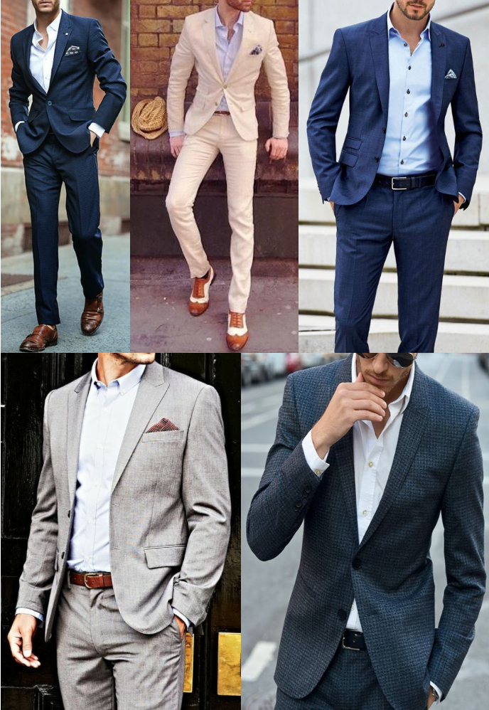 Men wearing suits without ties