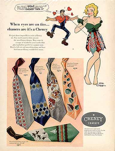 vintage tie ad Cheney ties advertisement illustration.